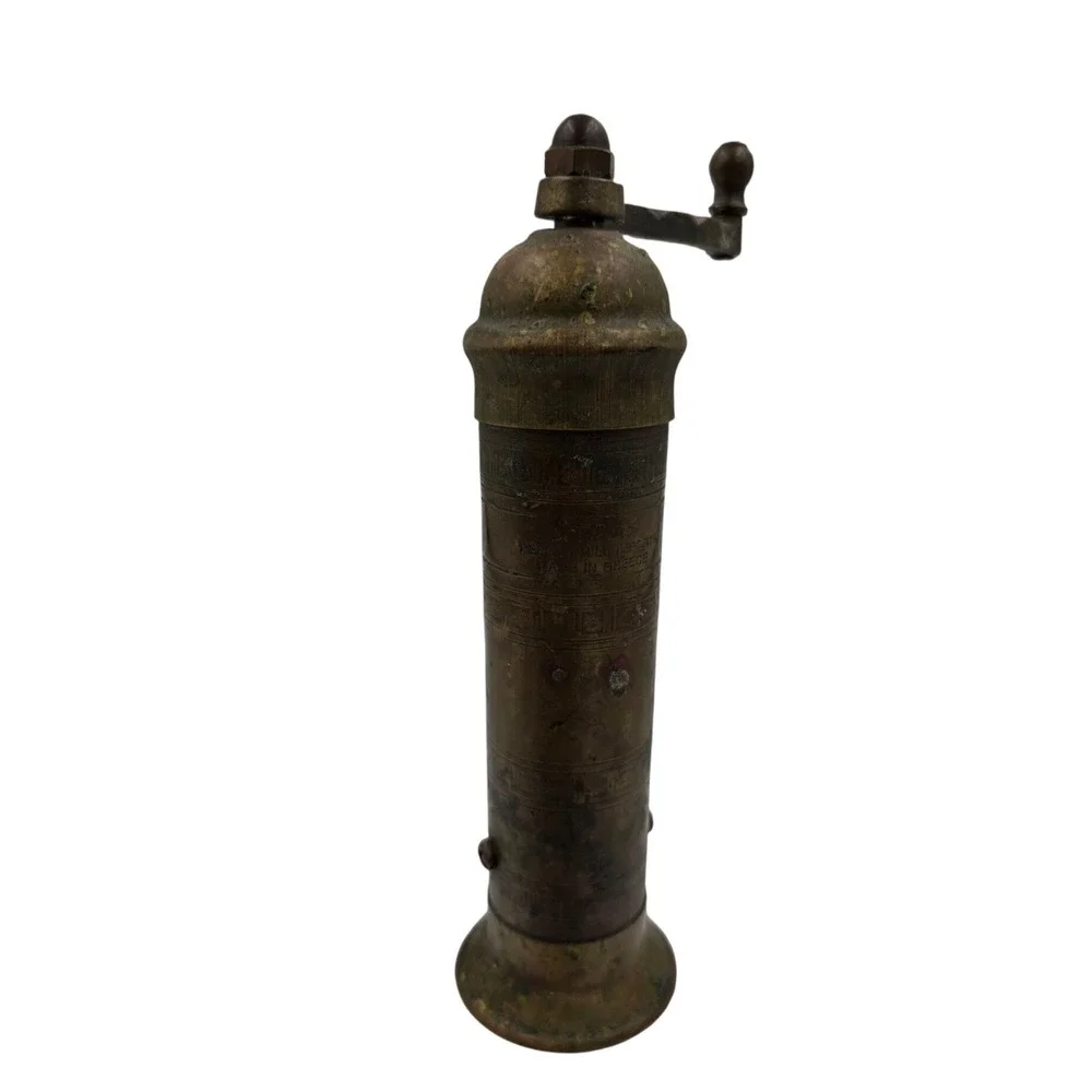 Vintage Atlas Brass Pepper Mill Grinder Made in Greece Hand Crank 8.5 Inch O1